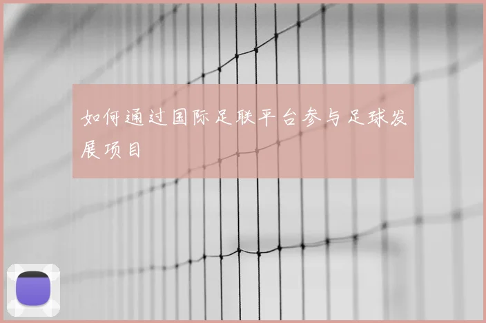 如何通过国际足联平台参与足球发展项目
